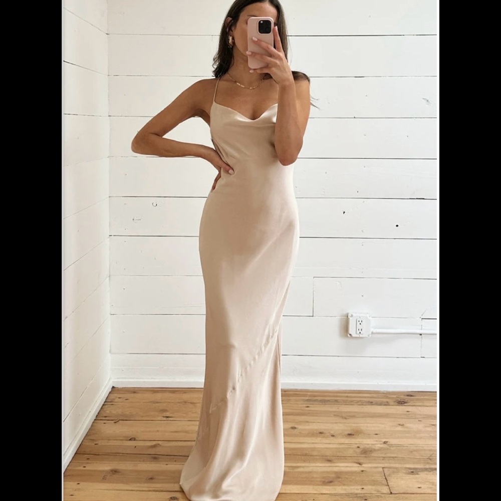 Show me your mumu Tuscany Maxi Slip Dress Bridesmaid Champagne